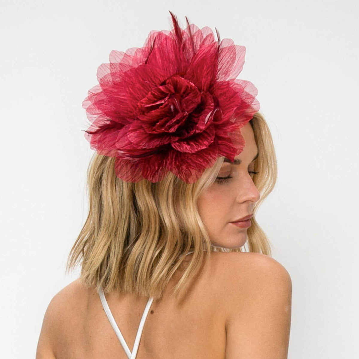 Sophia Feather Flower Fascinator With Headband And Clip