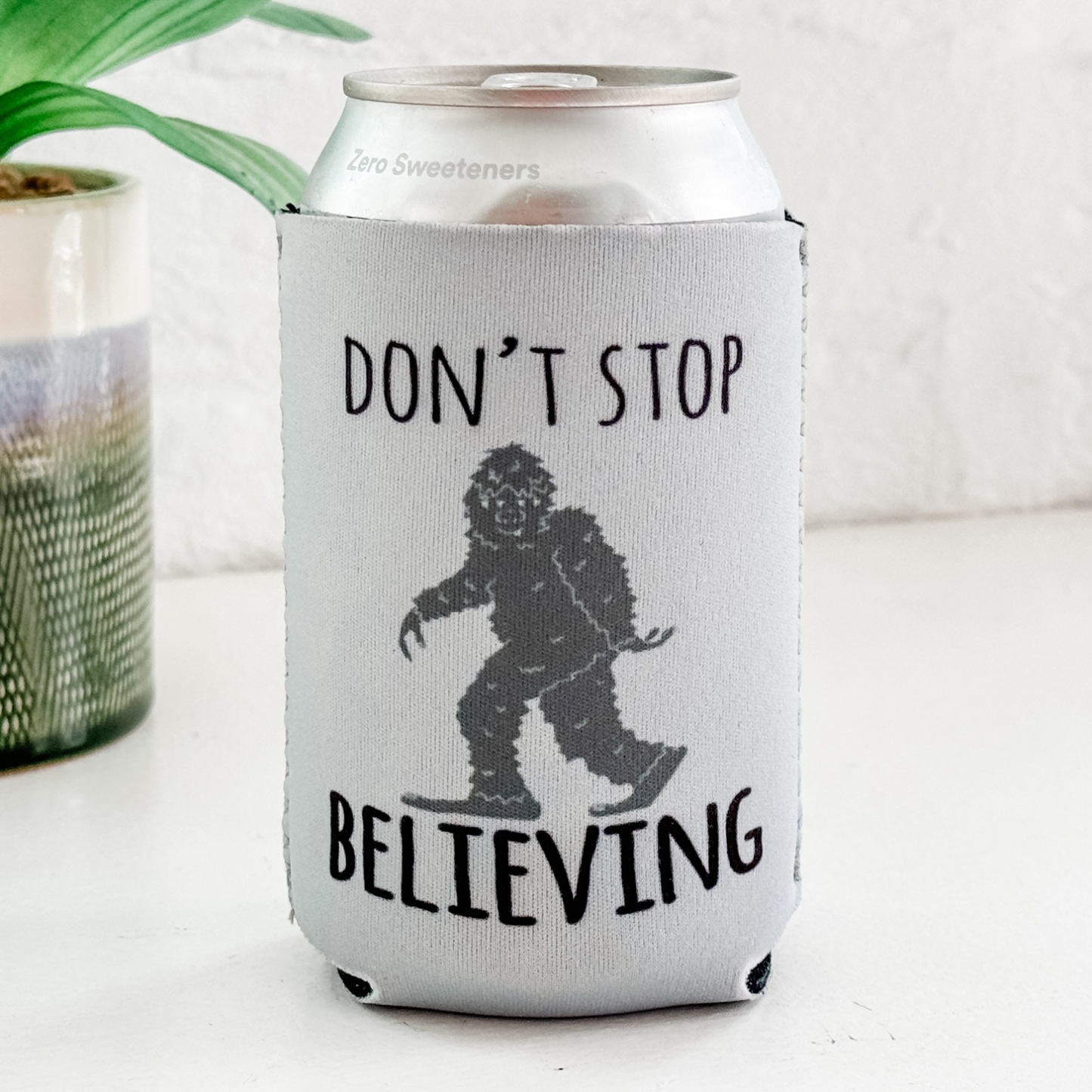 Moonlight Don't Stop Believing - Funny Koozies - Bigfoot, Sasquatch