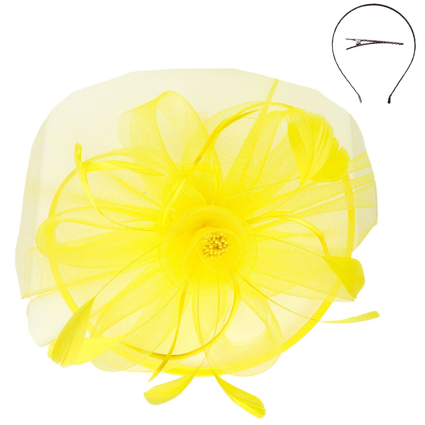 Sophia Floral Organza Mesh Ribbon Fascinator blue