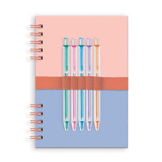 Studio Coral & Salt Water Harper Split-Spiral Notebook & Pen Set