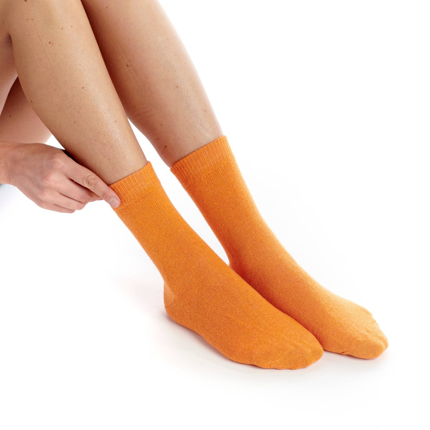 Orange Cashmere Wool Plain Sock