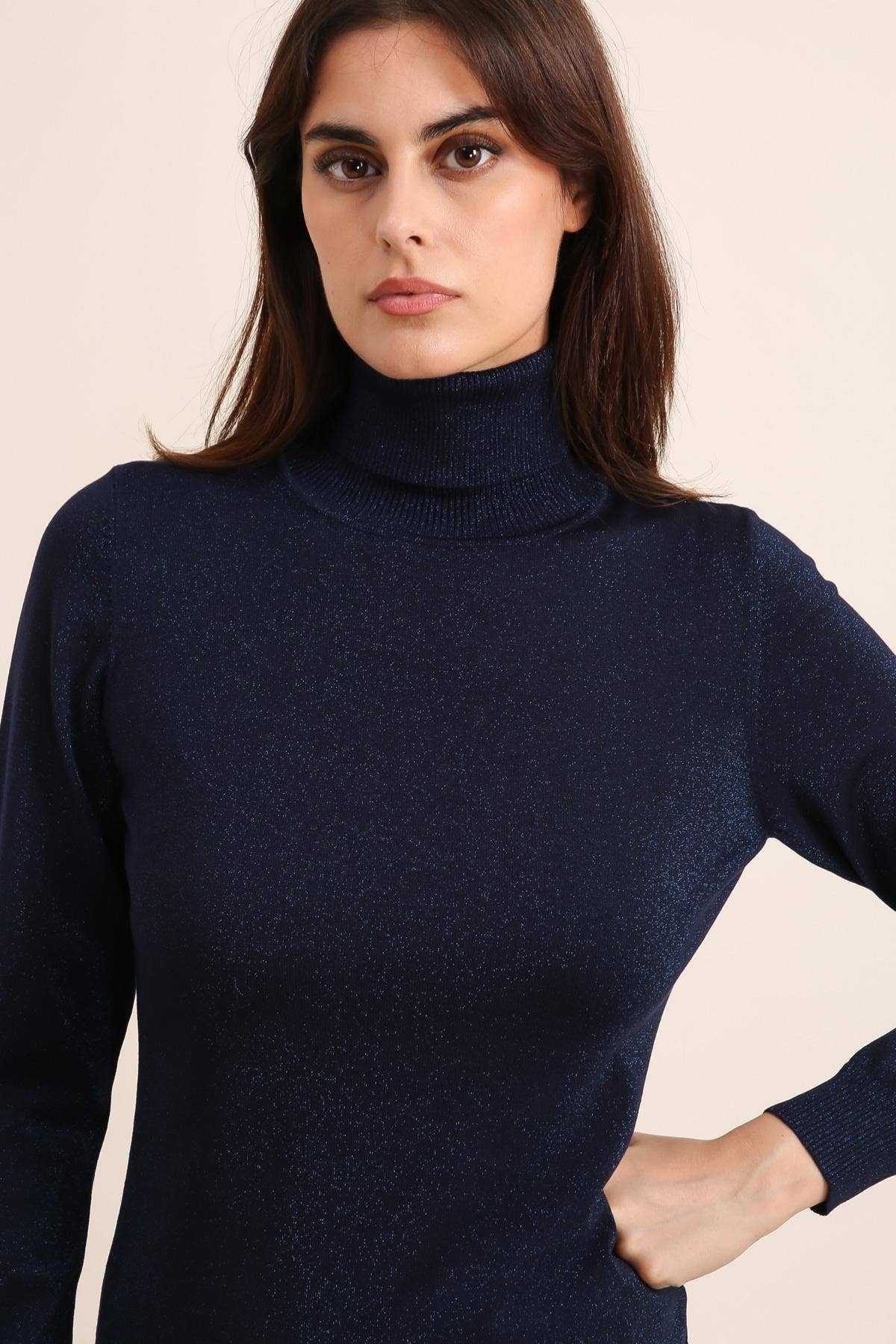 Choklate Turtleneck sweater in tencel and lurex knit
