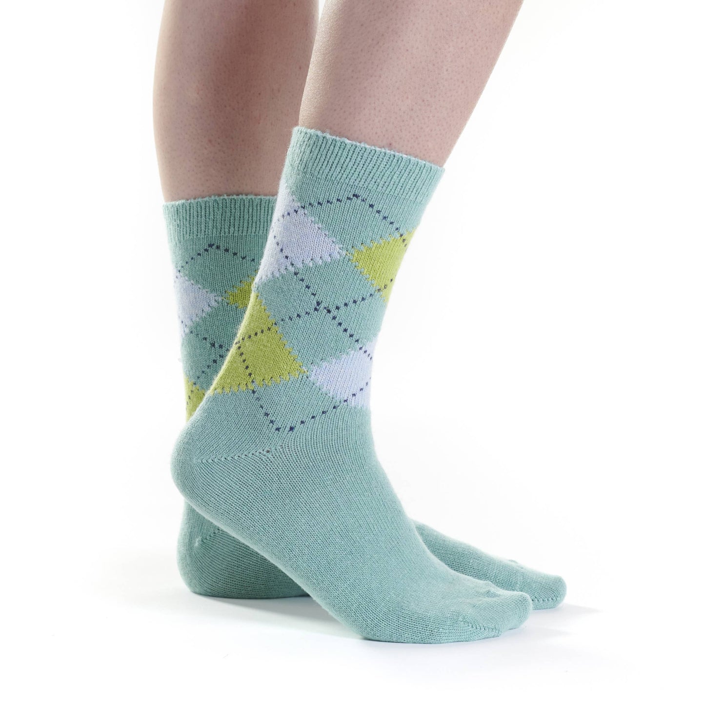 Turquoise Cashmere Wool Intarsia Sock