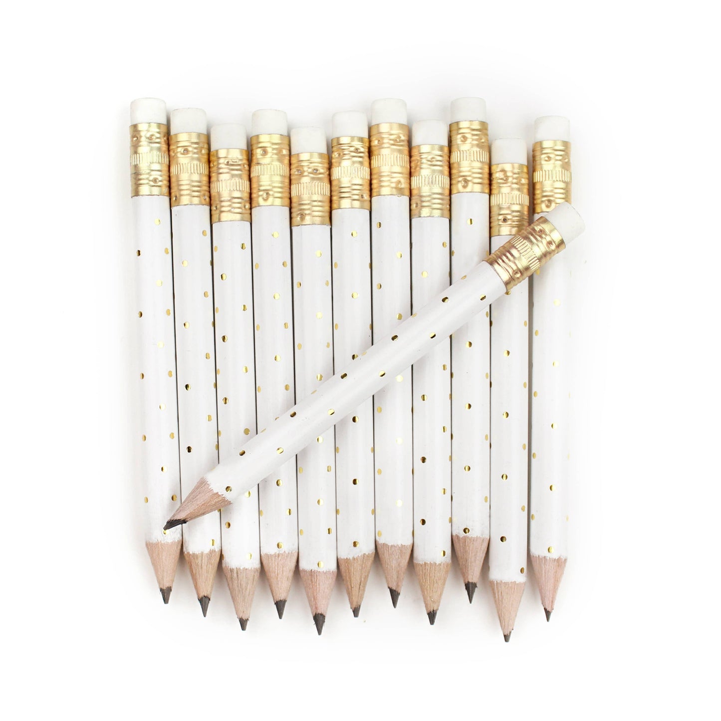 Mini Pencils - Gold Dot/White