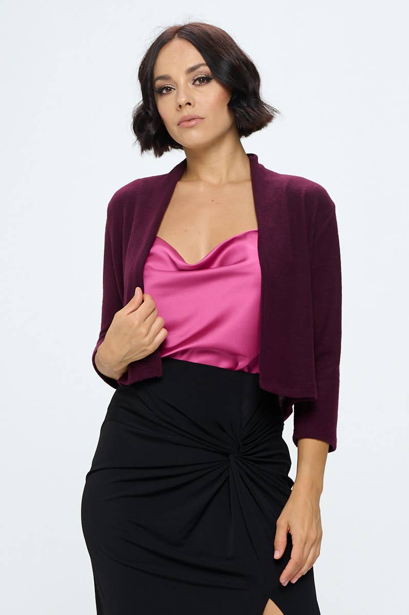 Renee Made in USA Brushed Knit Cashmere Like Bolero Cardigan