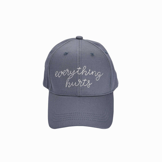 Totalee Cotton Gray Everything Hurts Embroidered Hat