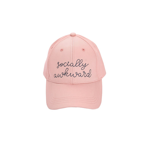 Totalee Cotton Pink Socially Awkward Embroidered Hat