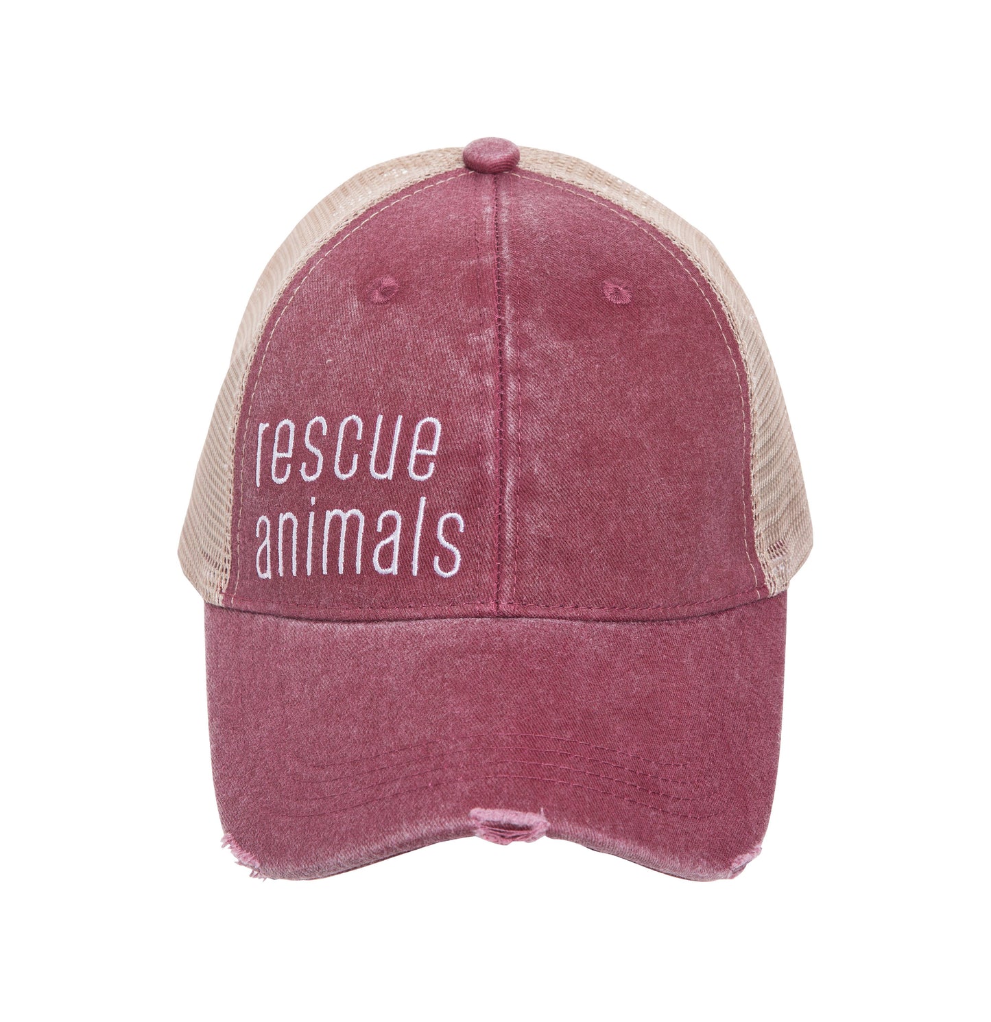 Totalee Cotton Red Rescue Animals Distressed Hat
