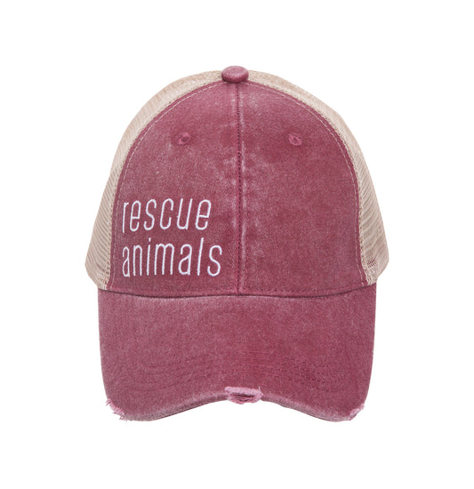 Totalee Cotton Red Rescue Animals Distressed Hat