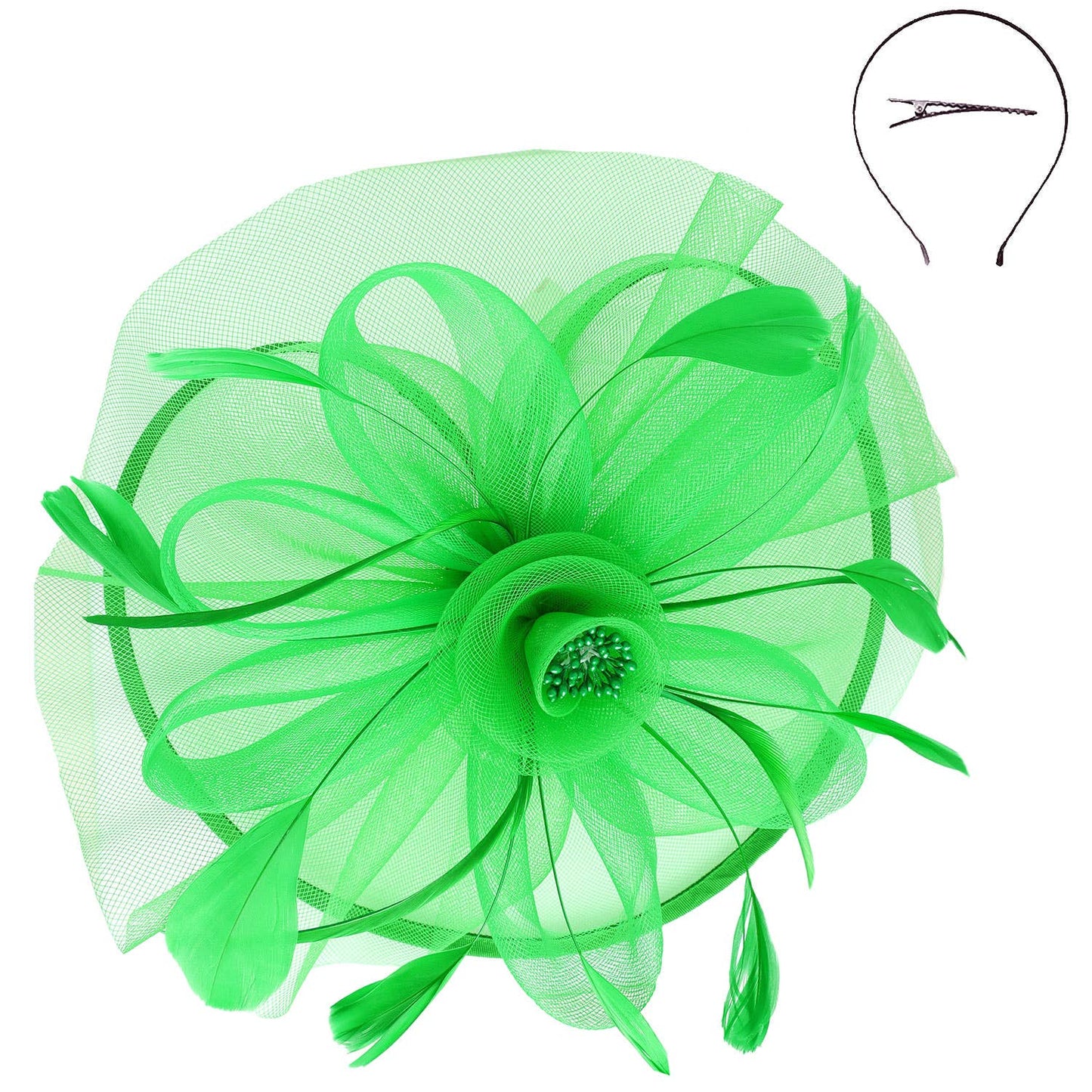 Sophia Floral Organza Mesh Ribbon Fascinator blue