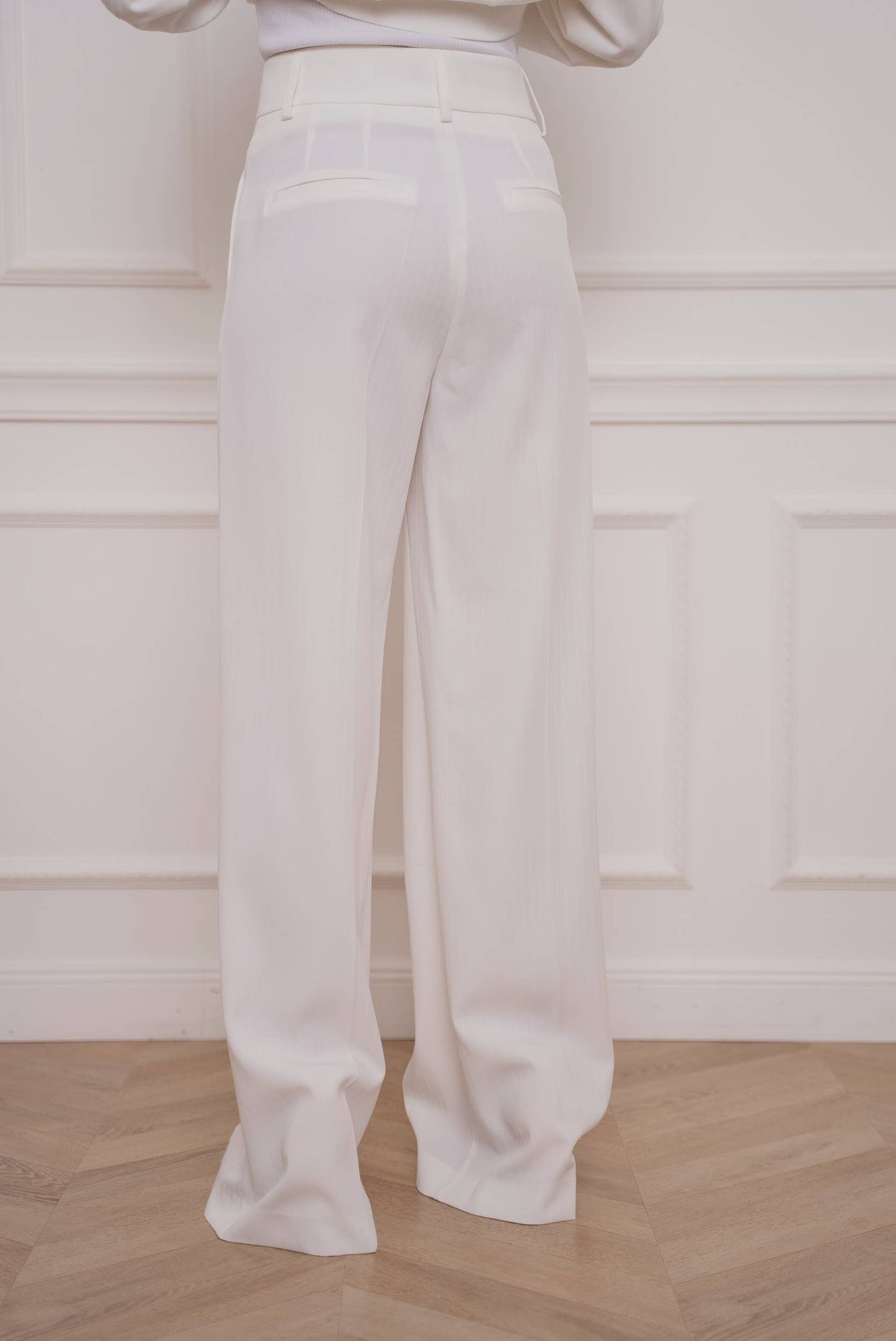 Attentif Striped Plain Wide-Leg Pants