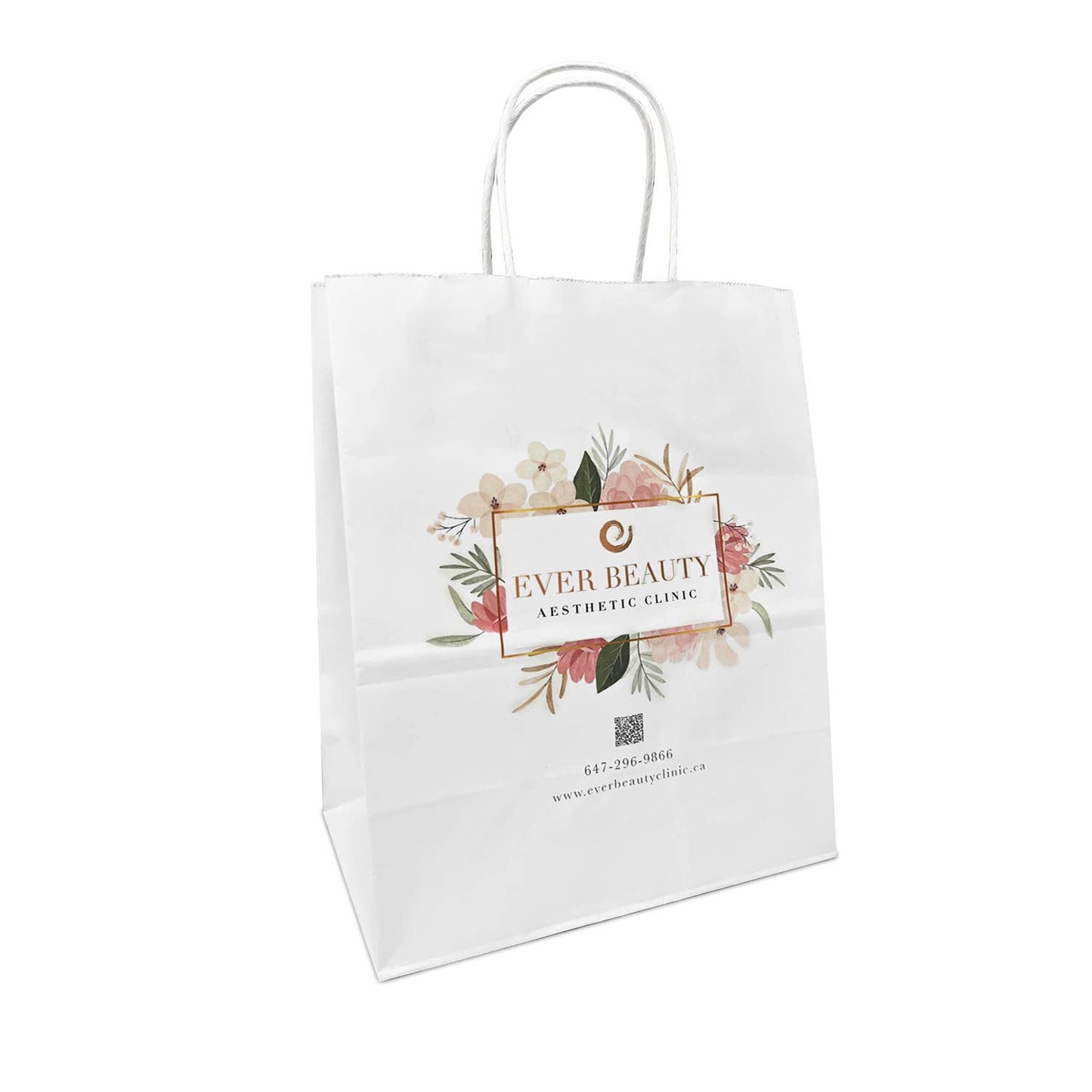 Custom Print Debbie 10x5x13 White Paper Handle Bags