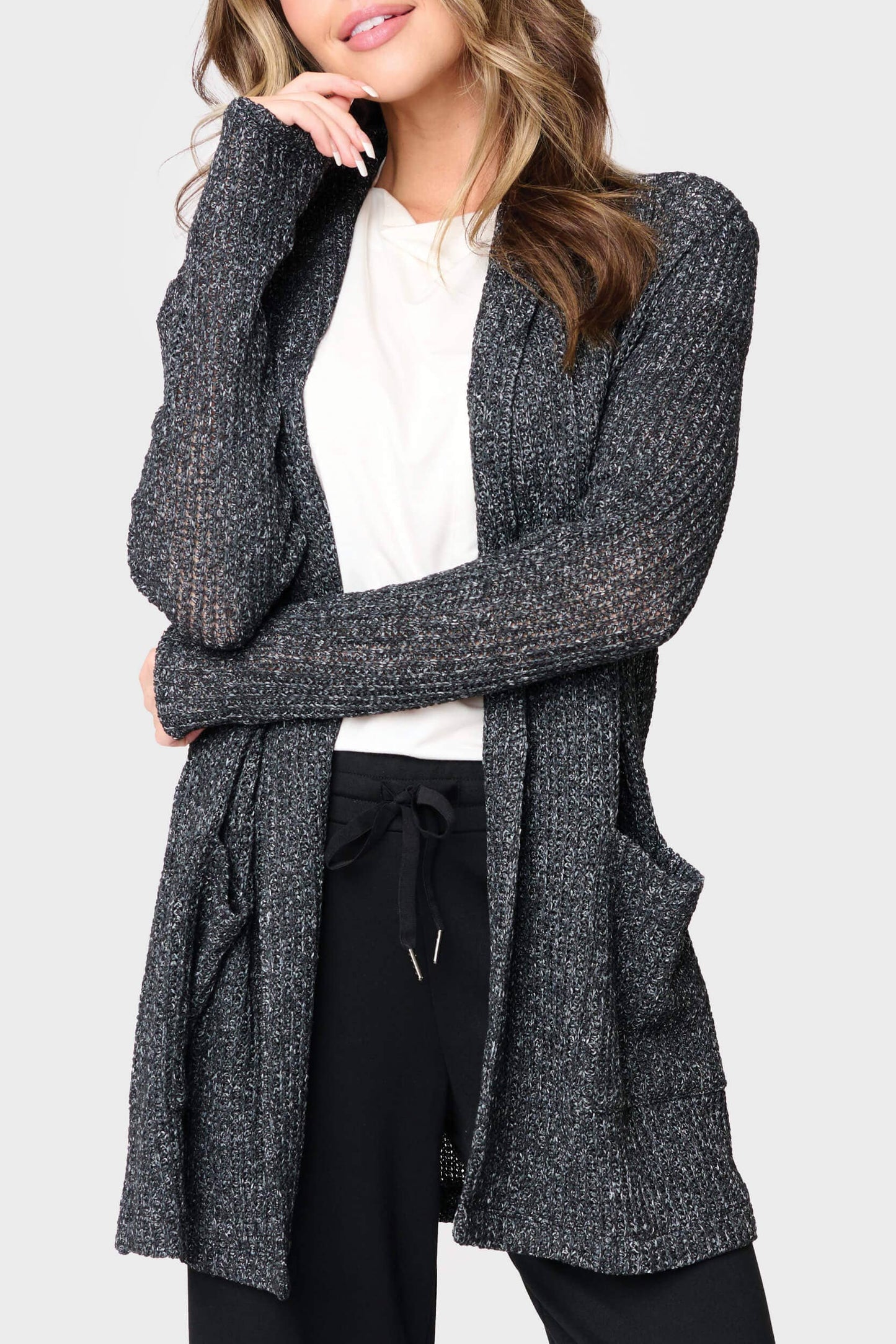 Gibson Shawl Collar Long Cardigan