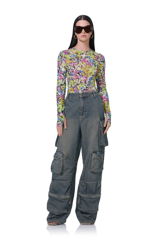 AFRM Kaylee Top - Olive Blur Floral