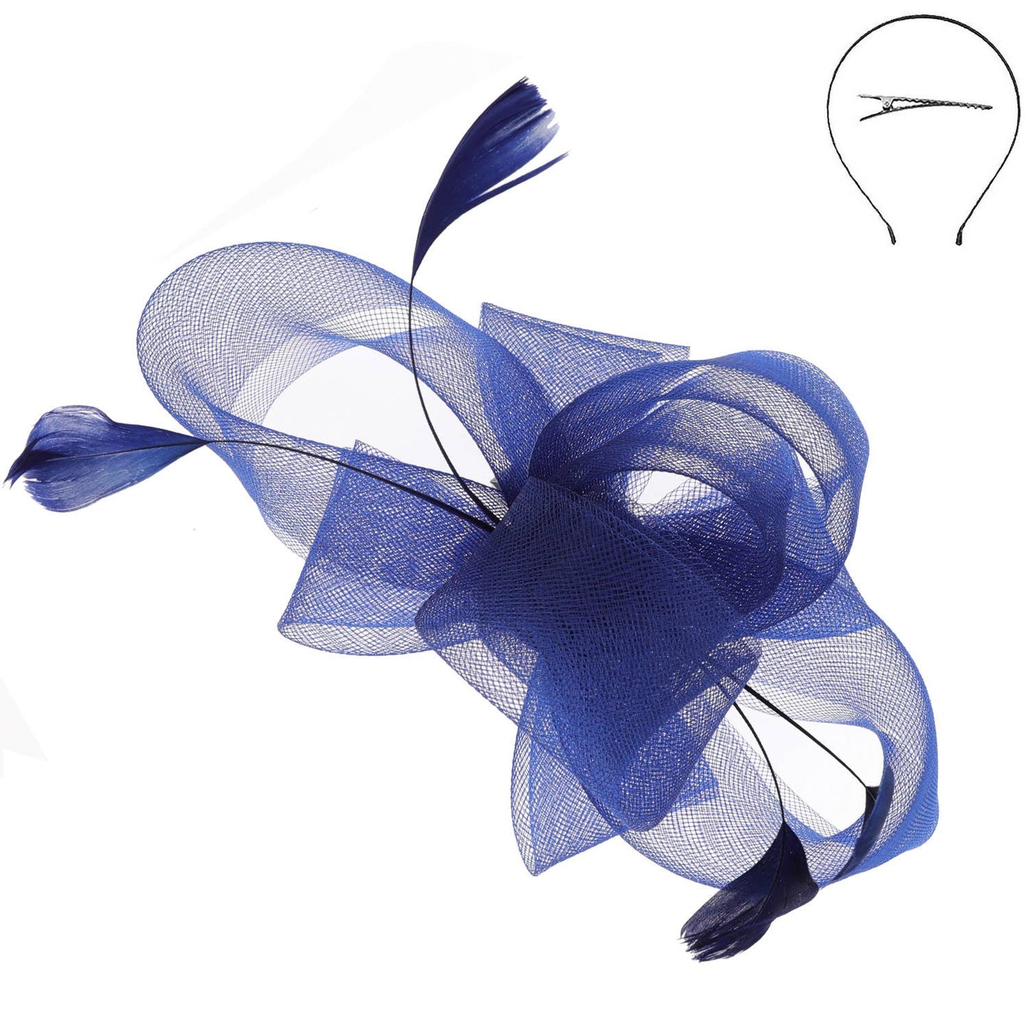 Sophia Large Organza Bow w/ Feathers Fascinator Headband