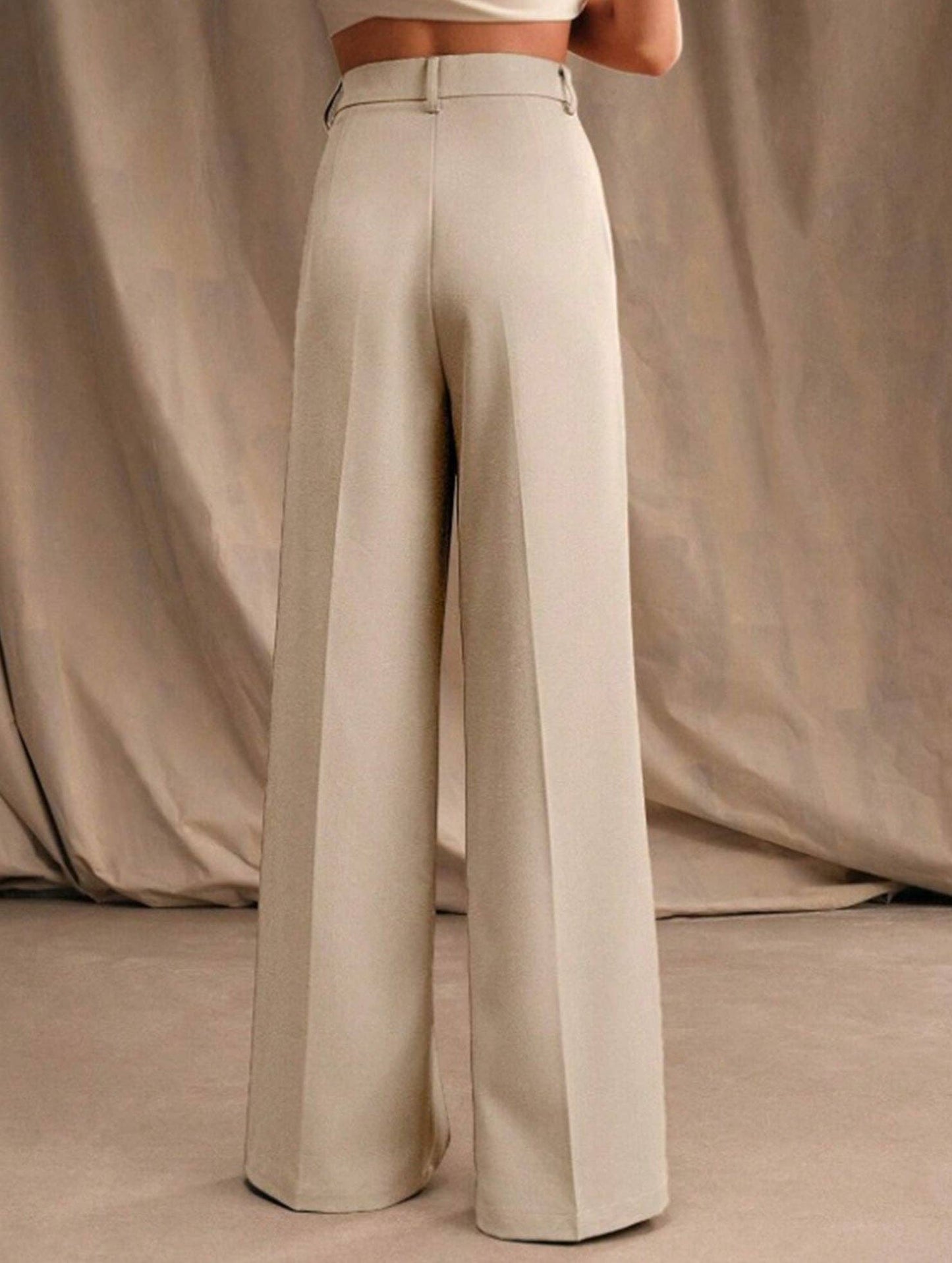 Lovene Casual loose high waist drape wide leg pants