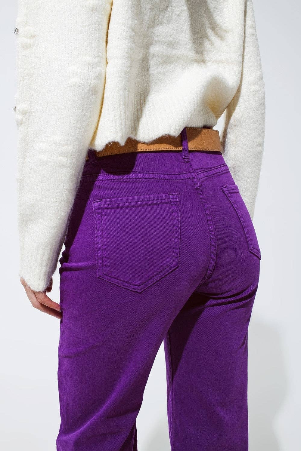 Q2 Cropped wide leg jeans in purple