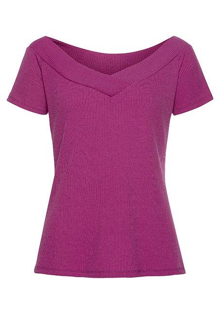 LASCANA Women's Ribbed V-Neck Top##223