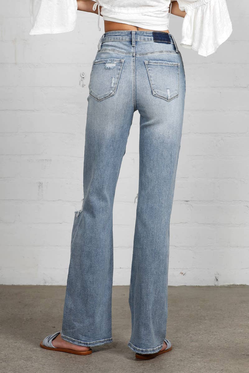 High Rise Ripped Dad Jeans