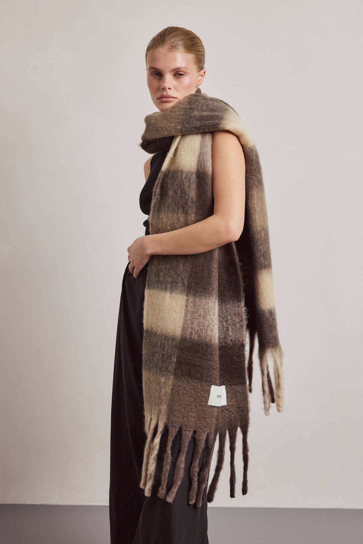Arctic Fox The Reykjavik Scarf - 100% Recycled - Brown Check -
