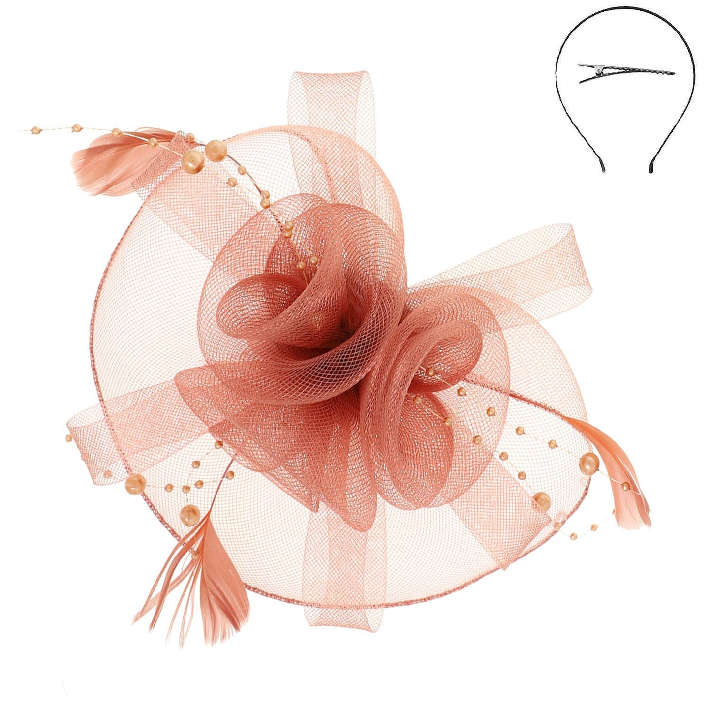 Sophia Fashion Fascinator with Feather Hair Clip