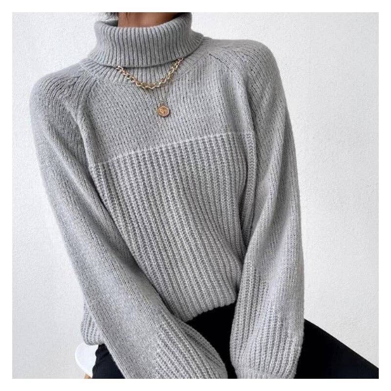 Minimalist Solid Color V-Neck Drop Shoulder Sweater