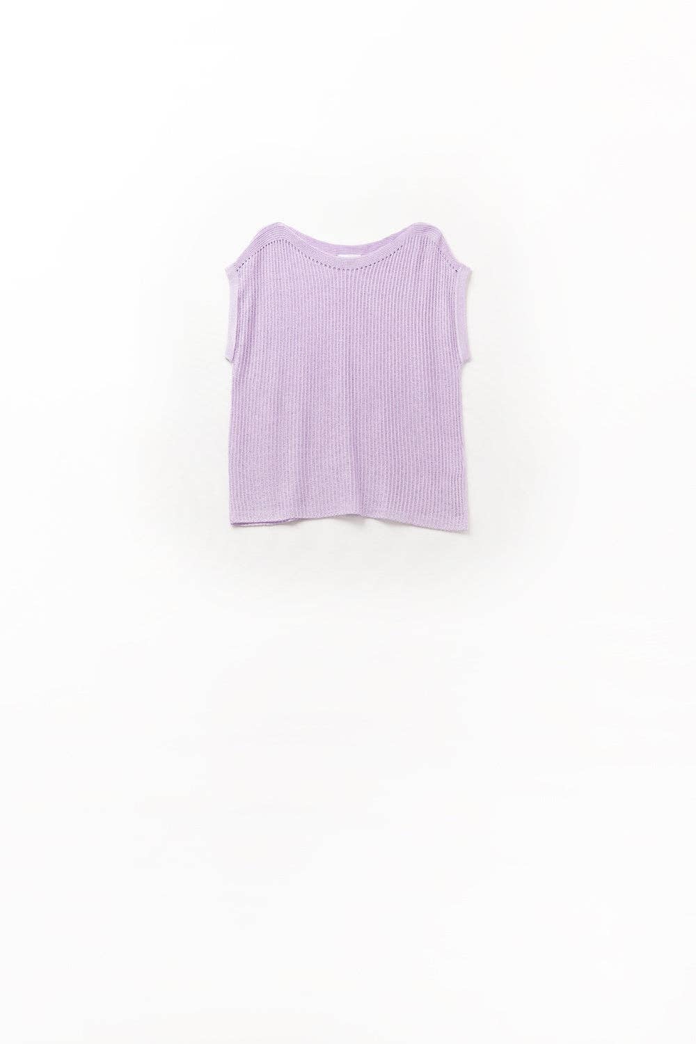 q2 Lilac boat neck mesh sweater with dropped sleeves