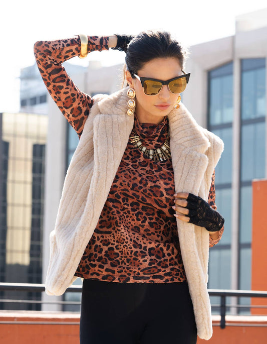 Adore- Leopard Print Mesh Top