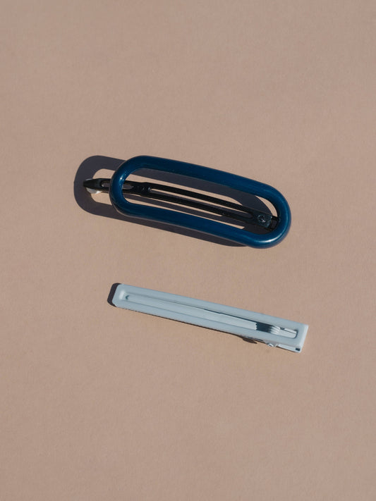 Nat & Noor Byron | Grey + Blue | Hair Clips | Plastic + Metal Clip