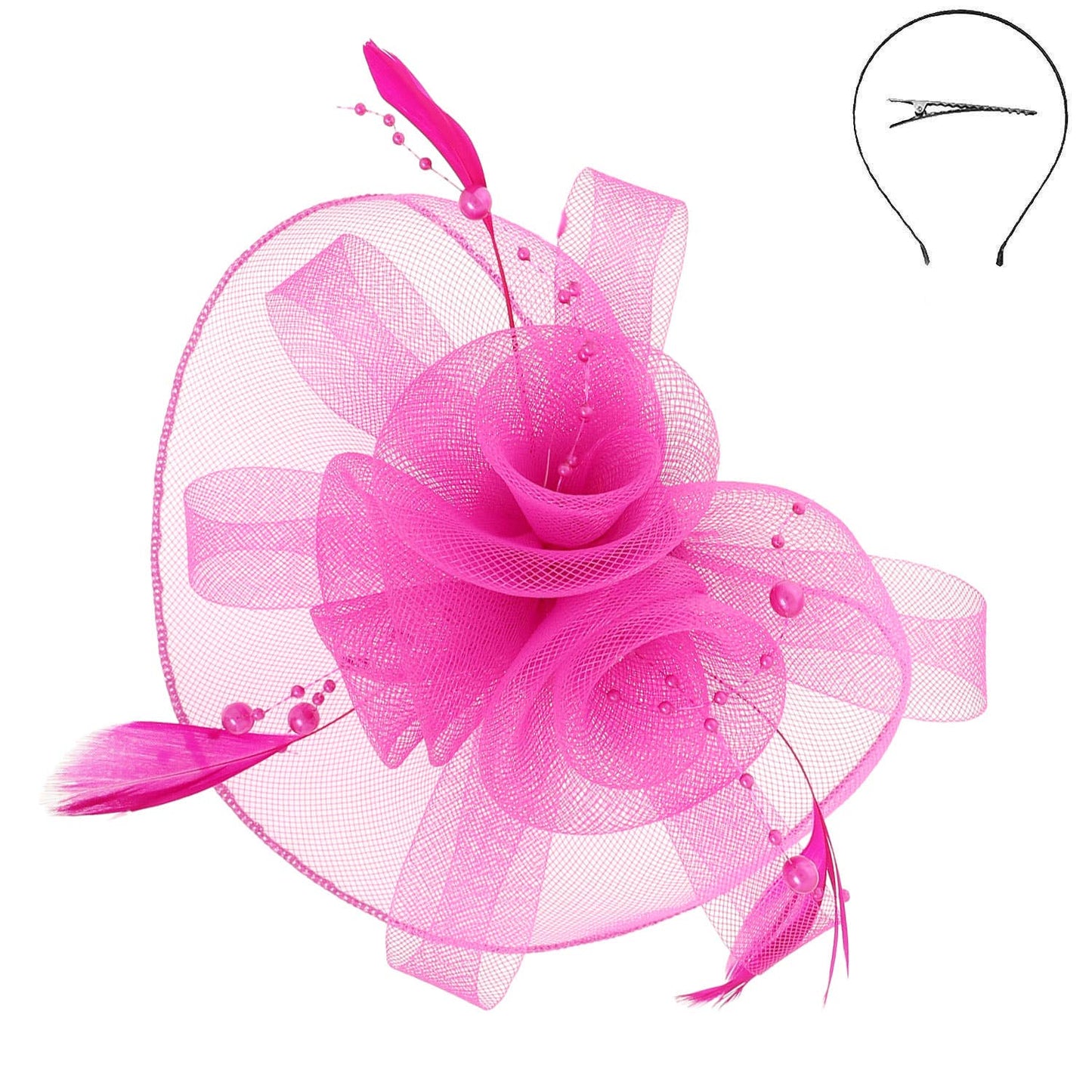 Sophia Fashion Fascinator with Feather Hair Clip