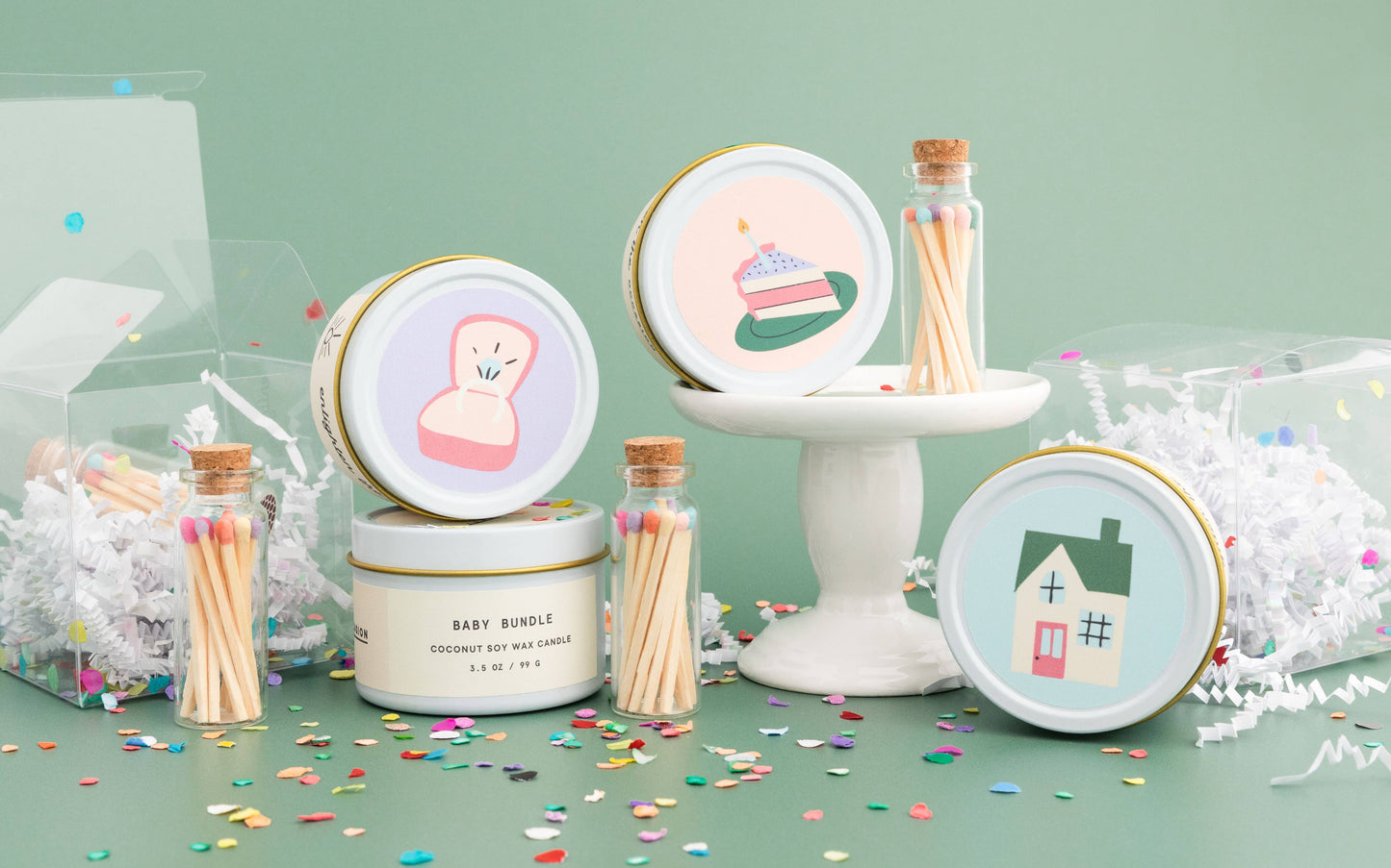 Enlighten Wedding Cake Scented Candle and Matches Set