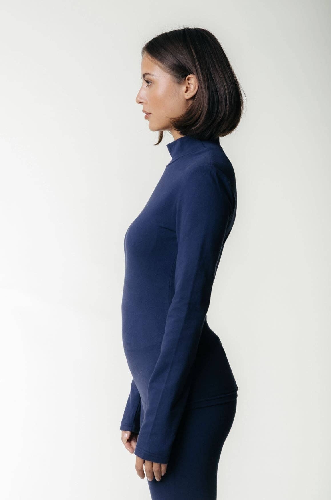 Colourful Rebel Uni Fitted Turtleneck Top | Peacoat Blue