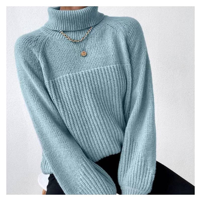 Minimalist Solid Color V-Neck Drop Shoulder Sweater