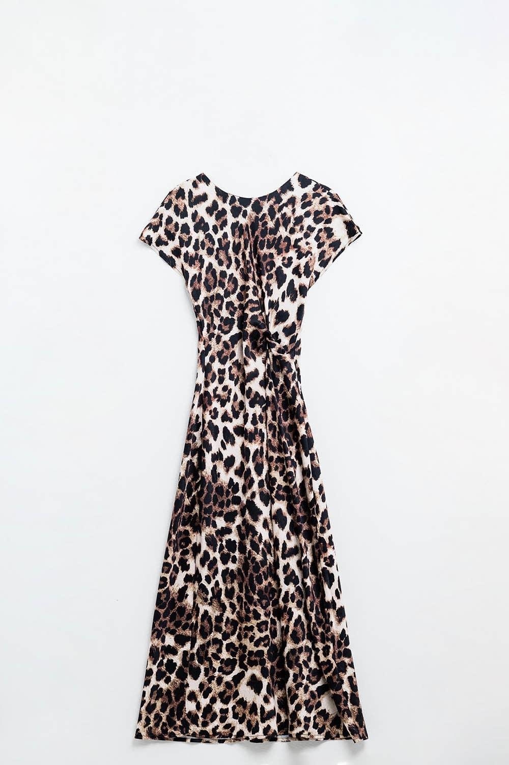 Q2 Leopard print maxi dress with knotted detail at the waist