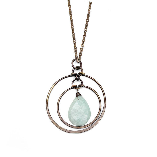 Banjara Collection Necklace - Brass Rings and Amazonite