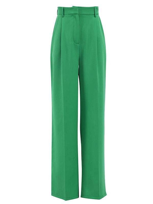 Green Noma Pants green polyester high rise waist trousers