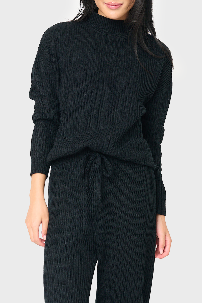 Gibson GIGI Funnel Neck Long Sleeve Cozy Ribbed Sweater