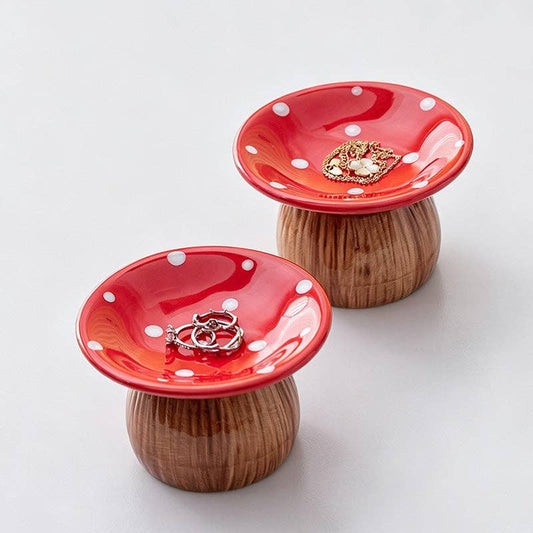 Mushroom Shape Ceramic Jewelry Tray