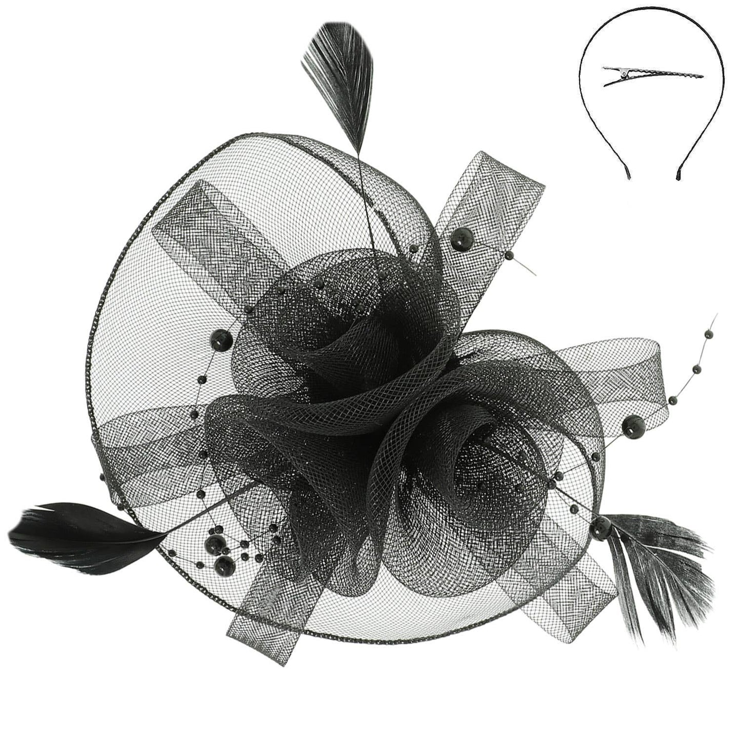Sophia Fashion Fascinator with Feather Hair Clip
