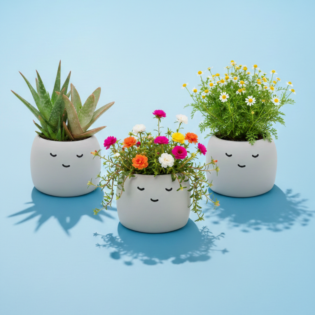 Buzzy Peaceful Pots 3pk | Indoor Herb & Succulent | Zen Garden