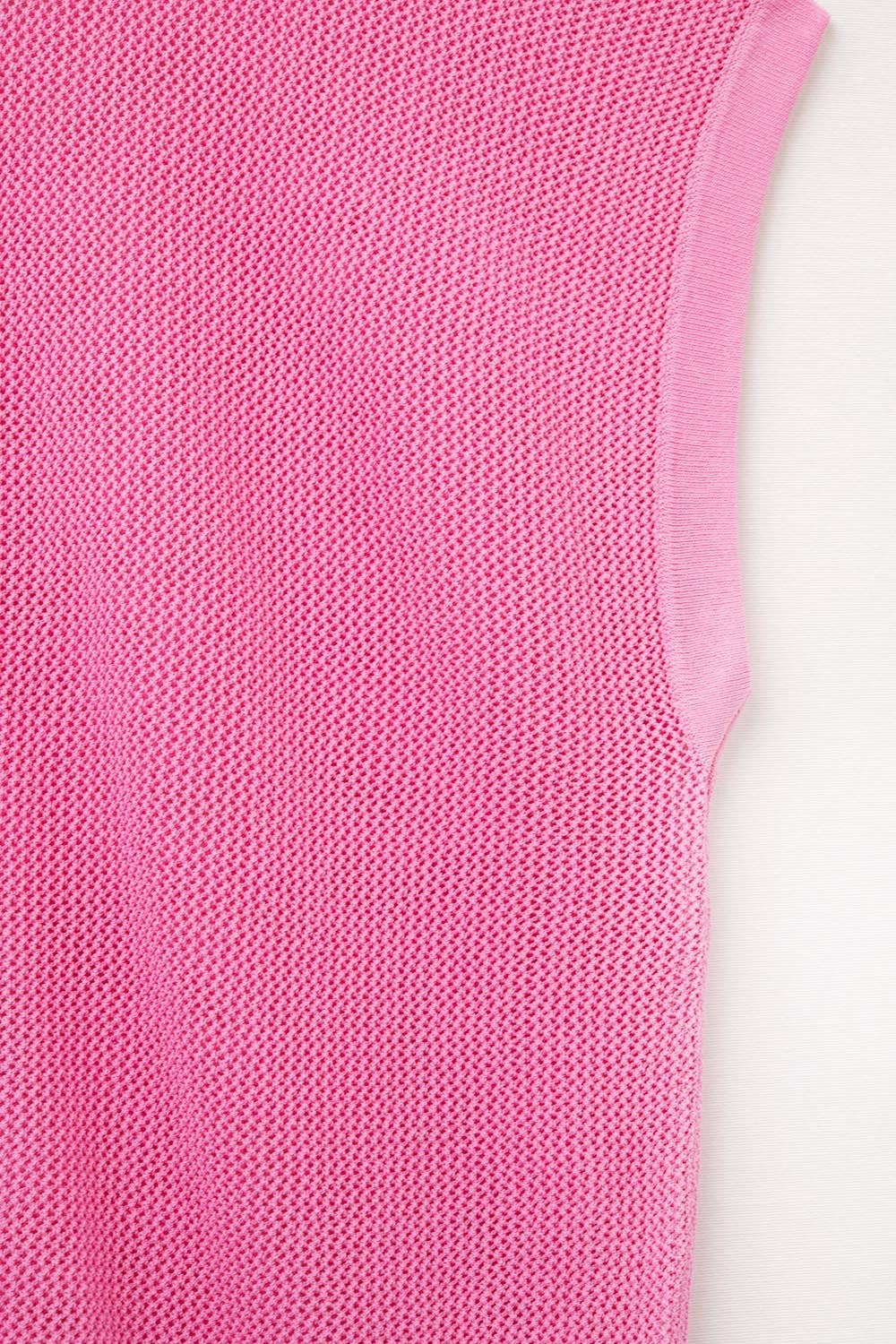 Q2 Grid knit sweater in fuchsia color One Size