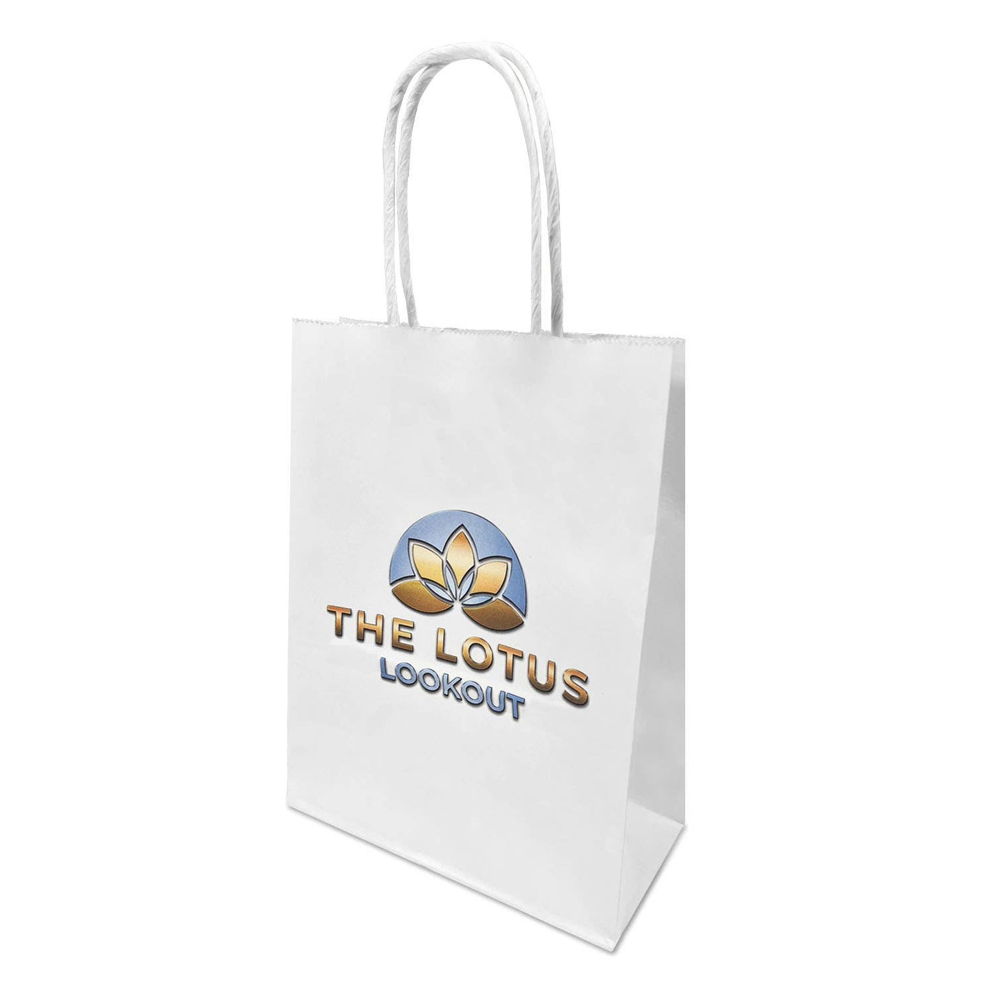 Custom Print Gem 5.3x3.5x8.5 inches White Paper Bags