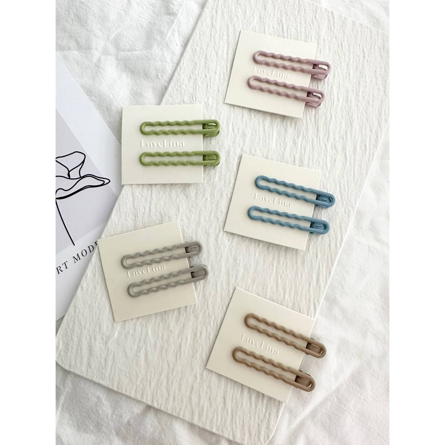 Love Lina Wavy Muted Colored Hair Clips - DAWA Muted