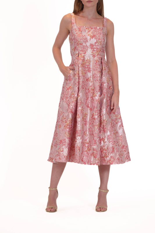 SLEEVELESS JACQUARD EVENING DRESS