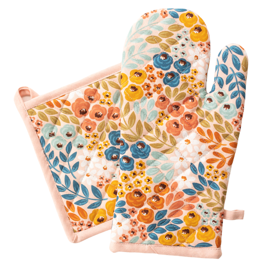 Elyse Honeysuckle Oven Mitt + Pot Holder Set