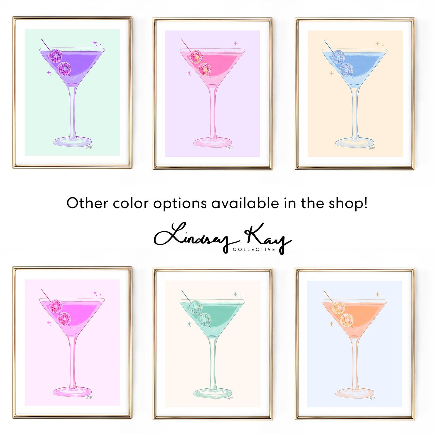 Lindsey Kay Disco Ball Martini Illustration - Framed Art Print