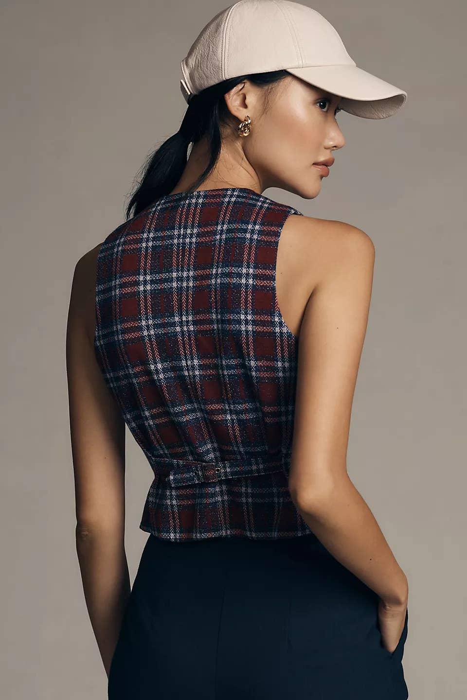 Plaid Button-Front Vest