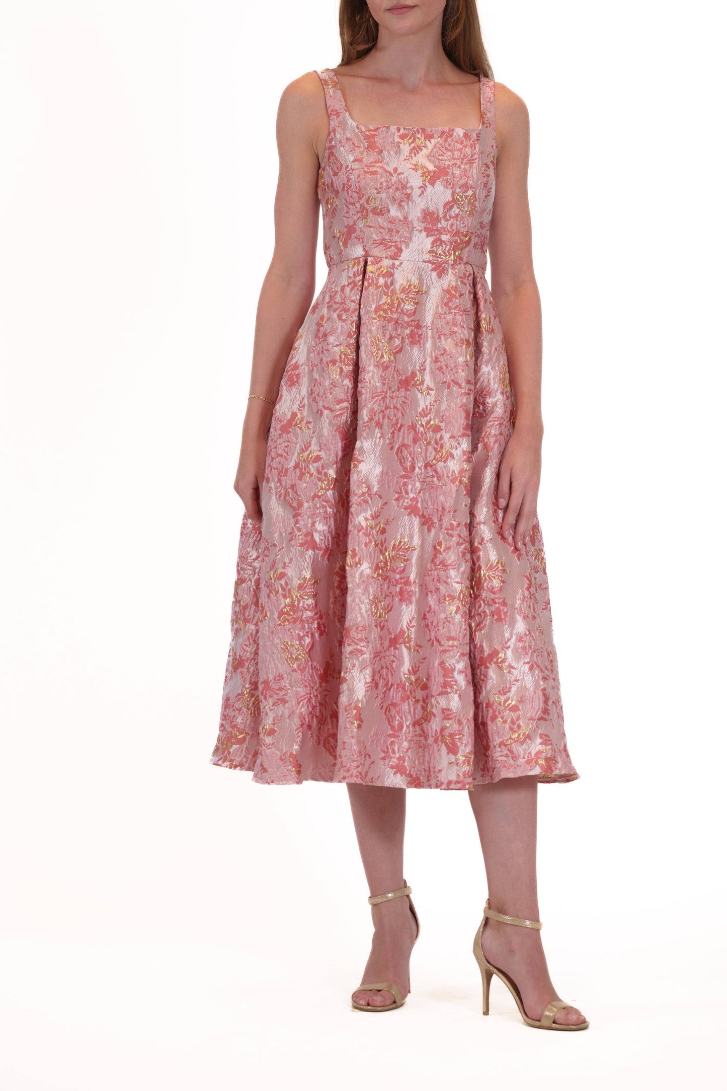 SLEEVELESS JACQUARD EVENING DRESS