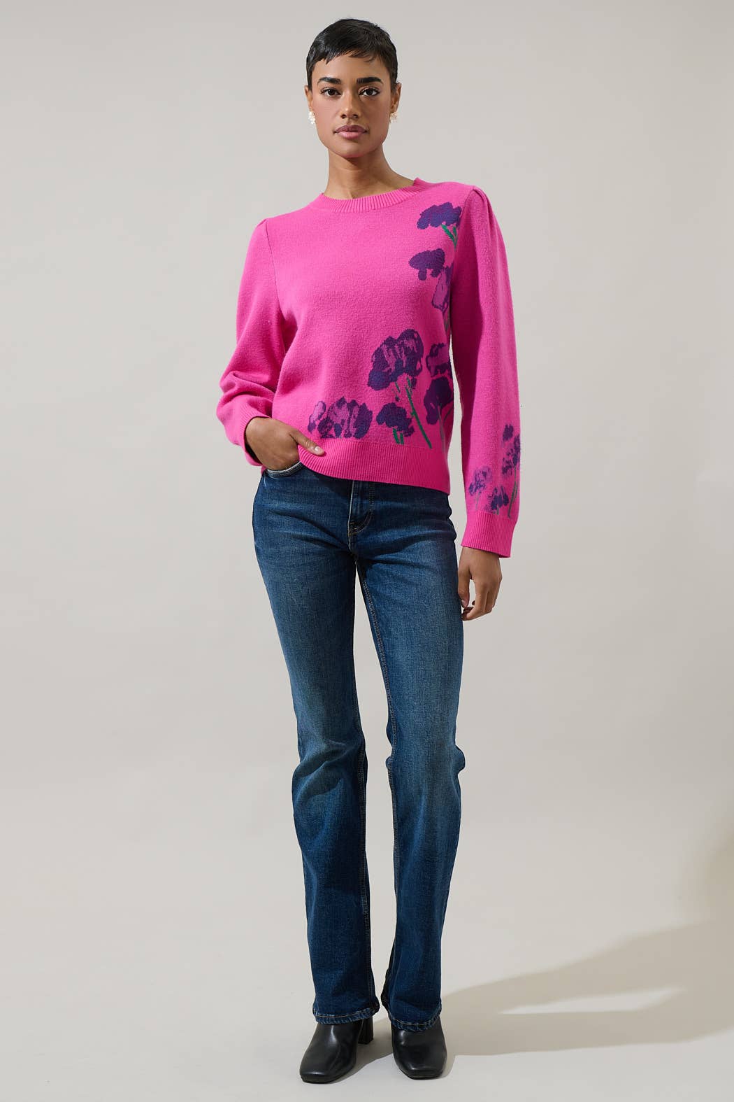 Sugar Nathalia Floral Long Sleeve Sweater