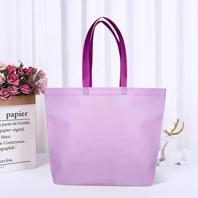 50pcs, 4 Sizes Purple Non-woven Gift Bag w/ Purple Handle